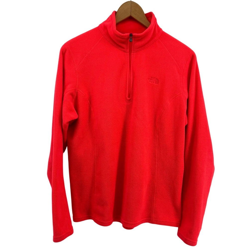 The North Face Womens Polartec Classic 1/4 Zip Fleece Pullover Neon Pink Large L